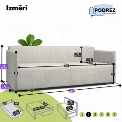 Dīvāns–Gulta Deka divans Gaiši pelēka