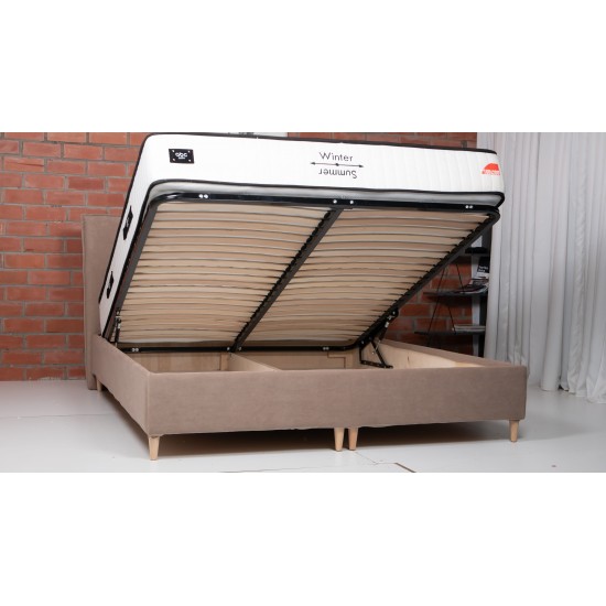 Bed with Storage Mika Classic Light gray