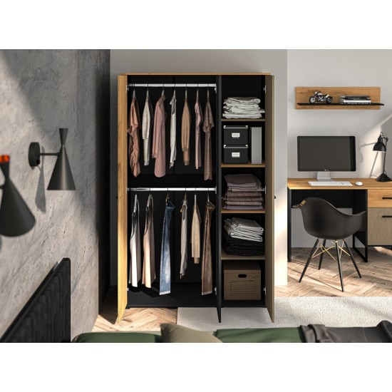 Colt 01 Gold craft oak/black-premium steel - 3D wardrobe