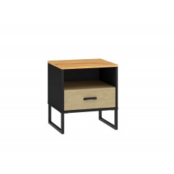 Colt 08 Gold craft oak/black-premium steel - bedside table