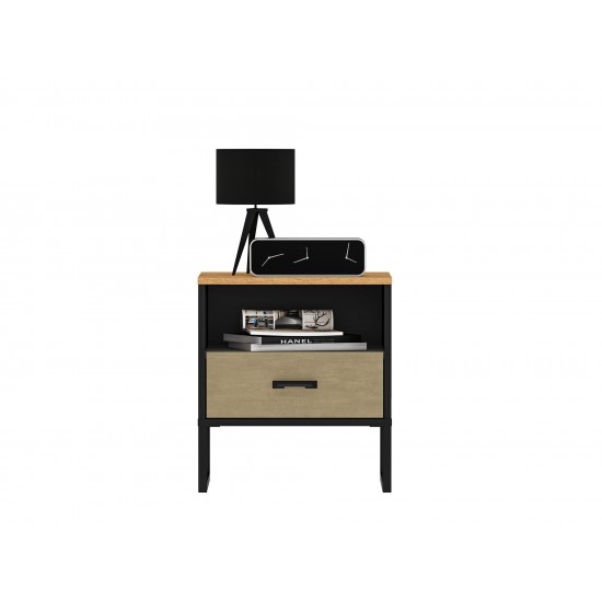 Colt 08 Gold craft oak/black-premium steel - bedside table