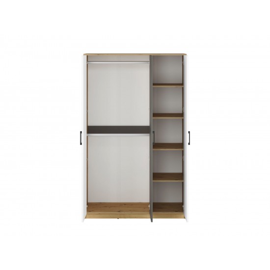 FINI 02 artisan oak body/white front/anthracite insert - wardrobe