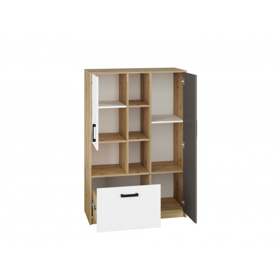 FINI 05 artisan oak body/white front/anthracite insert - shelf