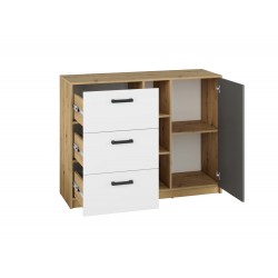 FINI 06 artisan ozola korpuss/balta priekšpuse/antracīta ieliktnis - kumode