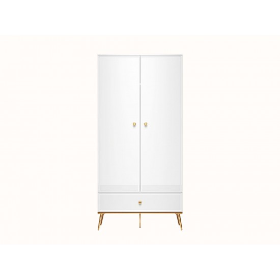 Goldin 01 Alpine white/Glossy white - wardrobe