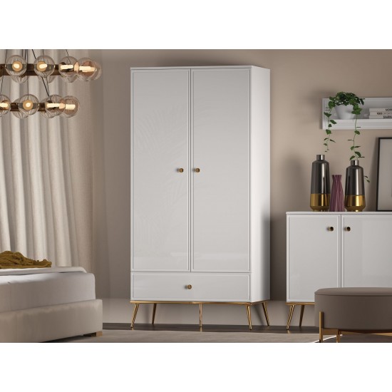 Goldin 01 Alpine white/Glossy white - wardrobe