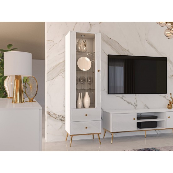 Goldin 02 Alpine white/White gloss - display cabinet