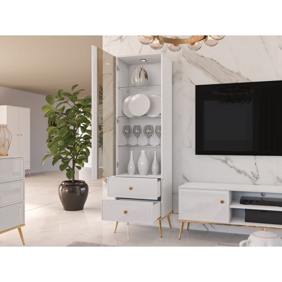 Goldin 02 Alpine white/White gloss - display cabinet