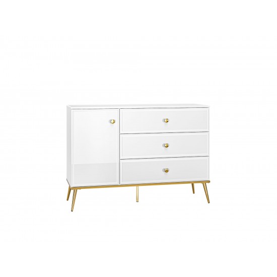 Goldin 05 Alpine white/White gloss - chest of drawers