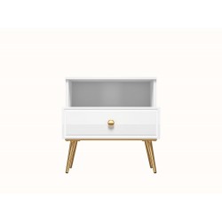 Goldin 07 Alpine white/Glossy white - bedside table