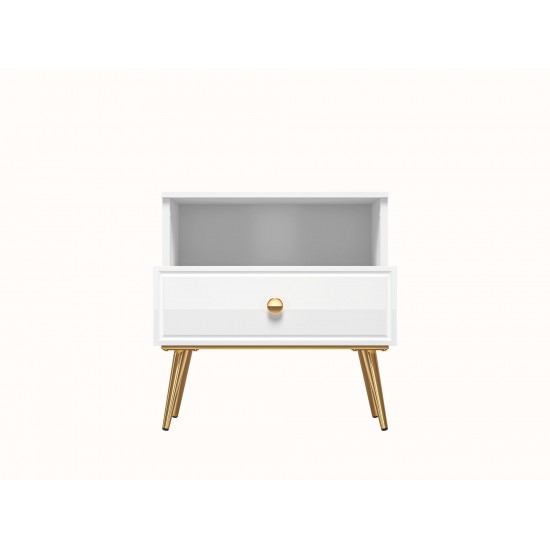 Goldin 07 Alpine white/Glossy white - bedside table