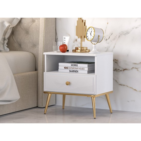 Goldin 07 Alpine white/Glossy white - bedside table