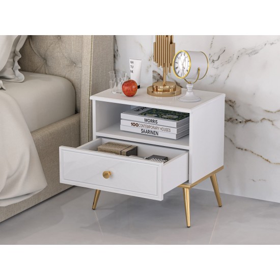 Goldin 07 Alpine white/Glossy white - bedside table