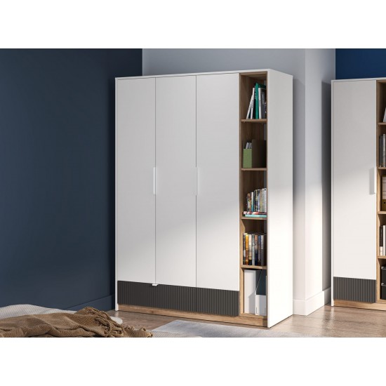 Torino 01 Alpine white/castello honey/graphite matt - wardrobe