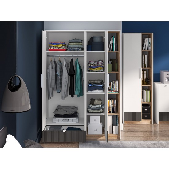 Torino 01 Alpine white/castello honey/graphite matt - wardrobe