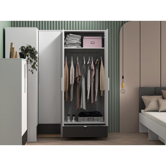 Torino 02 Alpine white/castello honey/graphite matt - wardrobe