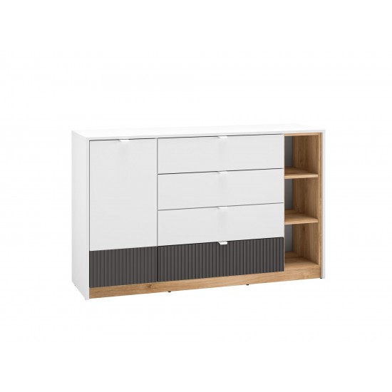 Torino 06 Alpine white/castello honey/graphite matt - chest of drawers