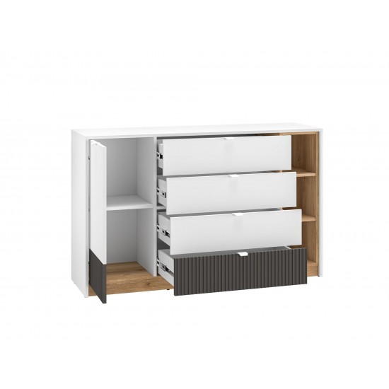 Torino 06 Alpine white/castello honey/graphite matt - chest of drawers