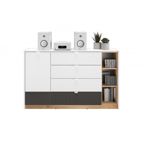 Torino 06 Alpine white/castello honey/graphite matt - chest of drawers