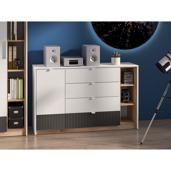 Torino 06 Alpine white/castello honey/graphite matt - chest of drawers