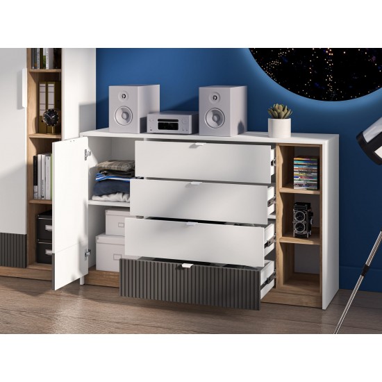 Torino 06 Alpine white/castello honey/graphite matt - chest of drawers