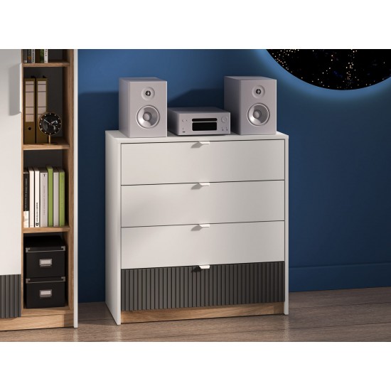 Torino 07 Alpine white/castello honey/graphite matt - chest of drawers