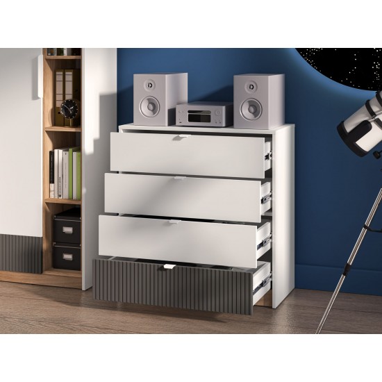 Torino 07 Alpine white/castello honey/graphite matt - chest of drawers