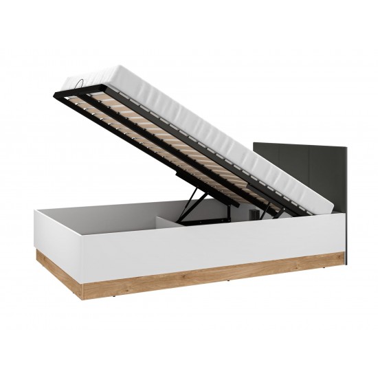 Torino 12-01 Alpine white/castello honey/matt graphite/upholstered panels - bed