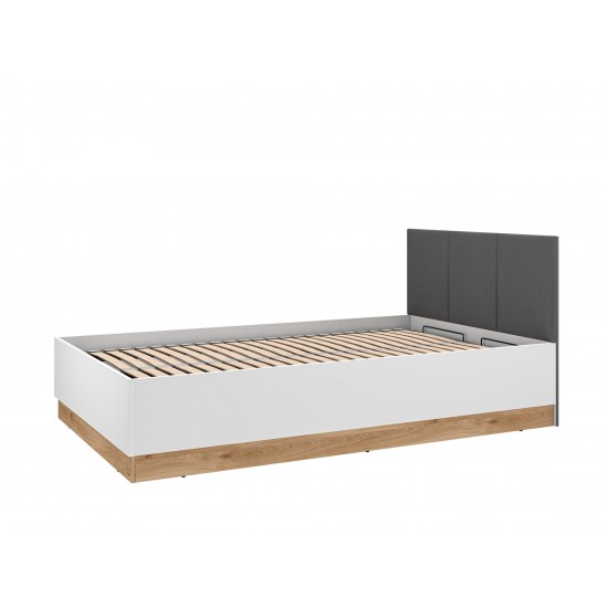 Torino 12-01 Alpine white/castello honey/matt graphite/upholstered panels - bed