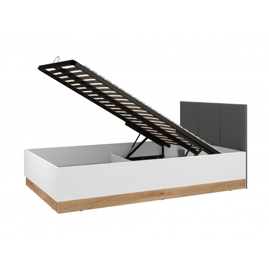 Torino 12-01 Alpine white/castello honey/matt graphite/upholstered panels - bed