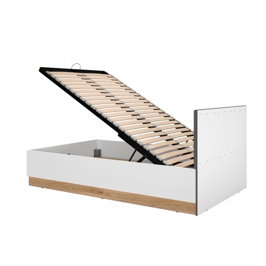 Torino 12-01 Alpine white/castello honey/matt graphite/upholstered panels - bed