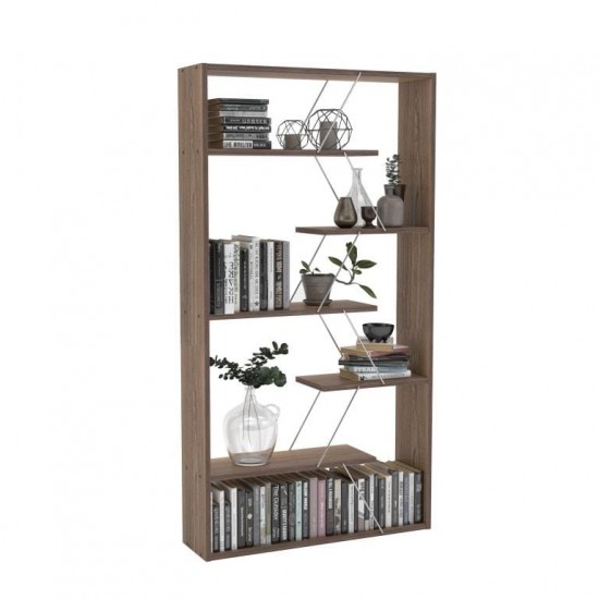Bookcase TARS Walnut Chromium