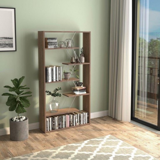 Bookcase TARS Walnut Chromium