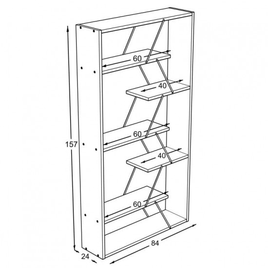 Bookcase TARS Walnut Chromium