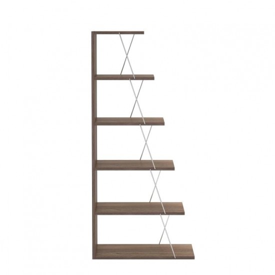 Small bookcase TARS Walnut Chromium