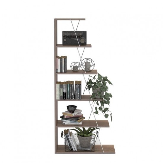 Small bookcase TARS Walnut Chromium
