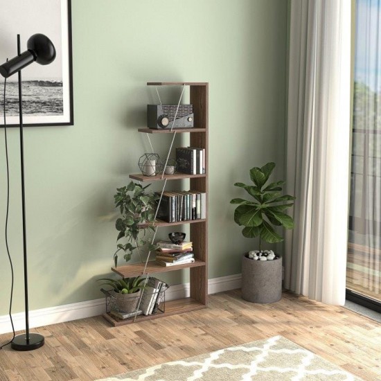 Small bookcase TARS Walnut Chromium