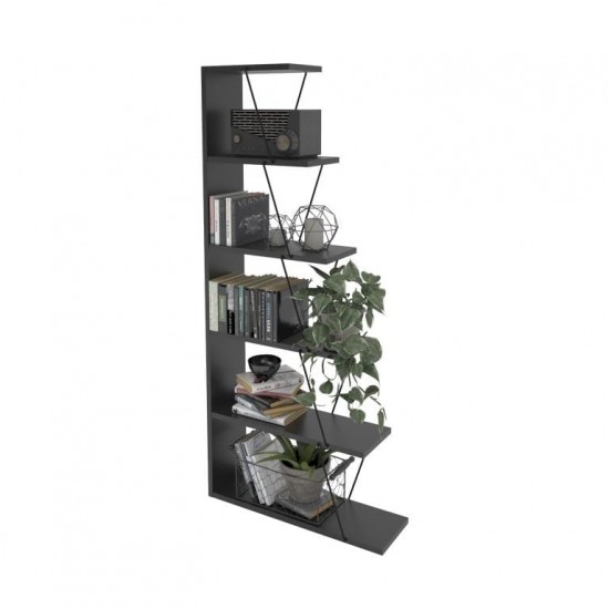 Small bookcase TARS Anthacite Black