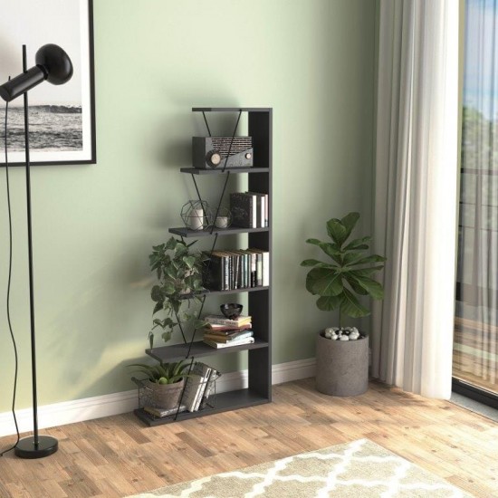 Small bookcase TARS Anthacite Black