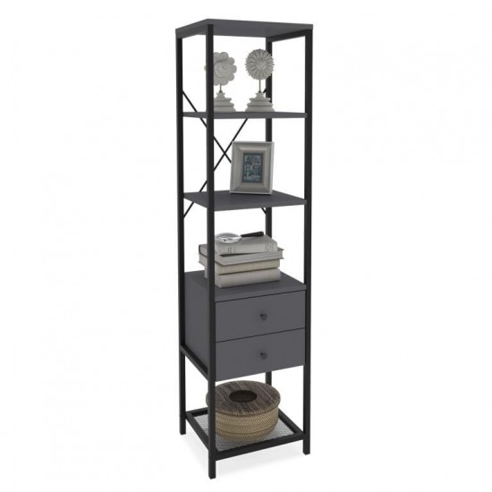 Bookcase LENON Anthracite Black