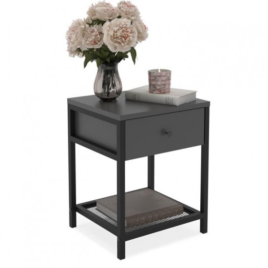 Bedside table LENON Anthracite Black
