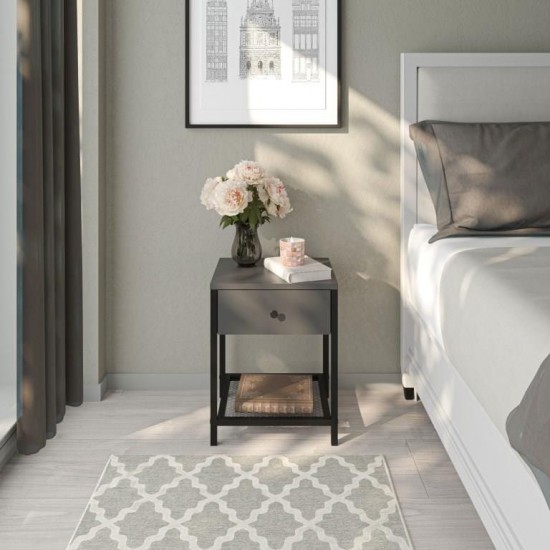 Bedside table LENON Anthracite Black