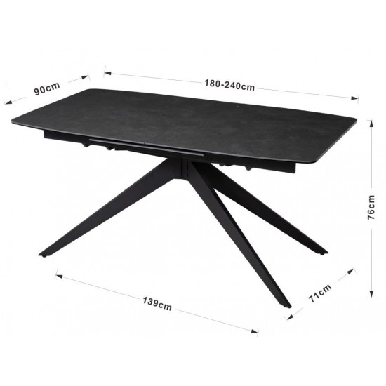 Table COSMO 180-240×90 Ceramic Black