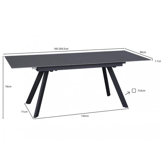 Table MARS 160-205×90 Ceramic Gray