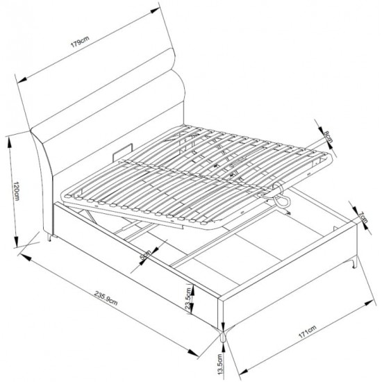 Bed SELESTA 180 Light Khaki