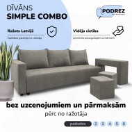 Double sofa bed bed with table and poufs Light gray