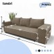 Double sofa bed bed with table and poufs Beige