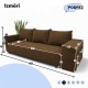 Double sofa bed bed with table and poufs Brown