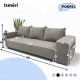 Double sofa bed bed with table and poufs Light gray