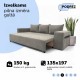 Double sofa bed bed with table and poufs Light gray